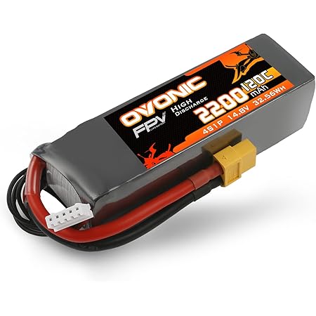 OVONIC 4s Lipo Akku 2200mAh 120C 14.8V FPV Lipo mit XT60 Stecker für RC FPV Hubschrauber ...